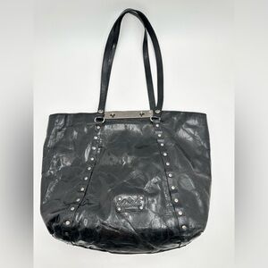 Patricia Nash Benvenuto Rivets Black Leather Tote Shopper Large